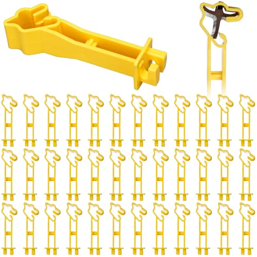 Outus 25pcs Reversed Extender Electric Fence TPost Insulators Snap, Yellow | Fit T Post Insulators, for Electric Fence Wire, Yard Agricultural Ranchers Farm - color: Yellow
