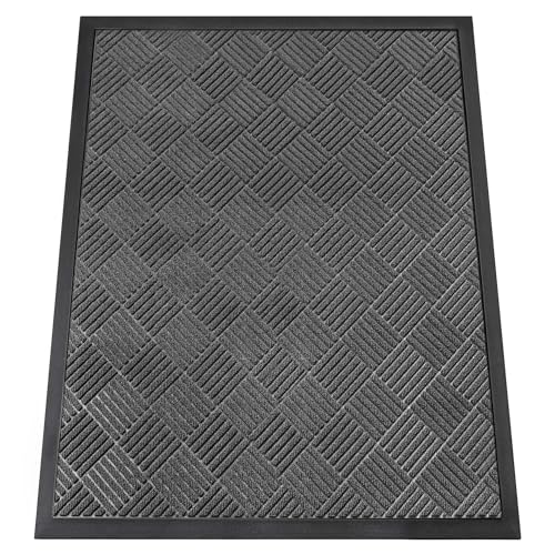 Front Door Mat Outside Entrance, Dirt Trapper Doormat 48" x 36" | Absorbent Indoor Outdoor Welcome Mat for Entryway, All Weather Commercial Floor Mat for High Traffic Area, Diamond Grey - color: Grey Diamond, size: 3' x 4' (Rectangular)