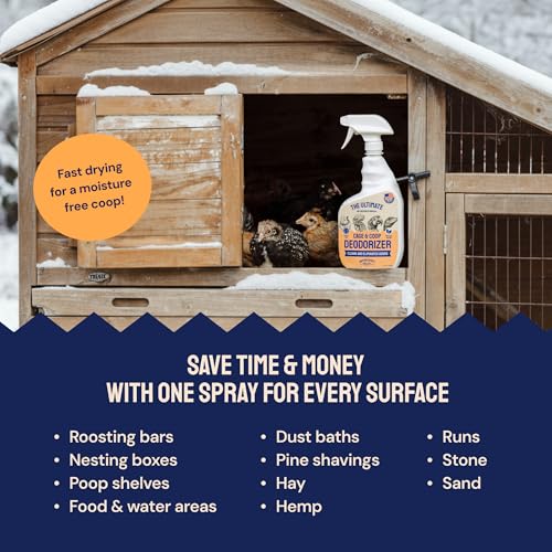 Hatortempt Chicken Coop Deodorizer, Odor Eliminator Cleaner Spray, 32 fl oz | USA Made Coop Refresher For Chickens - Ammonia Chicken Coop Cleaner for Roosting Bars & Feeders - Unscented Coop Accessories - size: 32 Fl Oz (Pack of 1)