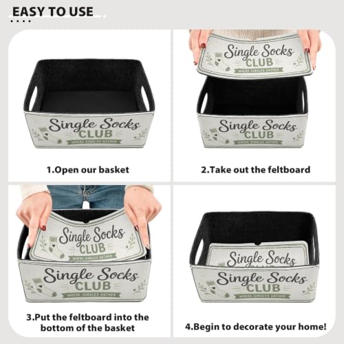 Storage Baskets Felt Foldable Storage Cube Shelf Bins Organizer Box for Kids Toys Office Bedroom Closet Babies Nursery 2-Pack (Single Socks Club) - color: Socks Club