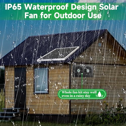 blessny Weatherproofed Solar 2 Fan Kit for Outside Intake or Exhaust air | 25W Solar Powered, 14.7 Ft Long Cord with IP65 Weatherproof Rate for Greenhouse, Chicken Coop & Shed Air Circulation - size: 2 Fan Kit