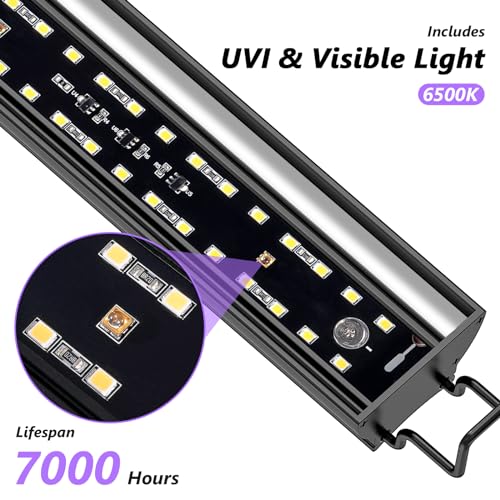 39-Inch LED UVB Reptile Light with Auto On/Off & Preset Day-Night Cycle Dimming, 4 UVI Modes Fixture Controller, 27W Aluminum UVA UVB Lamp for Bearded Dragons, Turtles & Snakes, 6500K - size: 39 INCH