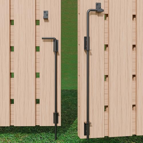 36" Heavy Duty Cane Bolt Gate Drop Rod with Black Finish-Steel Gate Ground Latch Designed for Wood Metal Vinyl Gates or Double Doors Fence Applications-2 Pack - size: 36 Inch-2 Pack