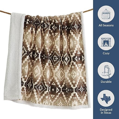 Indigo Hill by HiEnd Accents Chalet 54x68 Brown Sherpa Throw Blanket | Aztec Tribal Navajo Print, Western Southwestern-Style Fleece Blanket for the Couch, Sofa, Bed, or Camping - color: Chalet Aztec