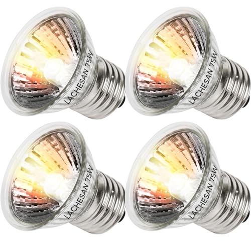75W Uva Light Bulbs 4 Packs, Turtle Heat Lamp for Reptile | E26 Base Fit for Reptiles and Amphibian Tanks, Terrariums and Cages, Works with Various Lamp Fixtures