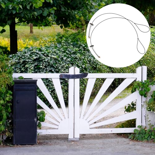 2 Sets Gate Latch Cable Pull String, Black Gate Latch Pull Cord with Gate Latch Spring Door Latch Opener Adjustable from 2-6 inch for Metal Wooden Fence Garden Backyard