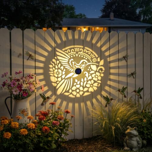 Gardsee Solar Fence Lights Outdoor 2 Pack Deck Step Wall Lights Butterfly Metal Waterproof LED Warm Yellow Light for Garden Post Patio Backyard Yard Decor (Black 4) - style: black 4