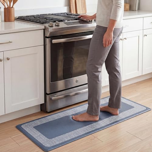 Chef Gear Hettie Anti Fatigue Cushioned Kitchen Mat 18"x48" Blue - color: Blue, size: 48"L x 18"W x 0.3"Th