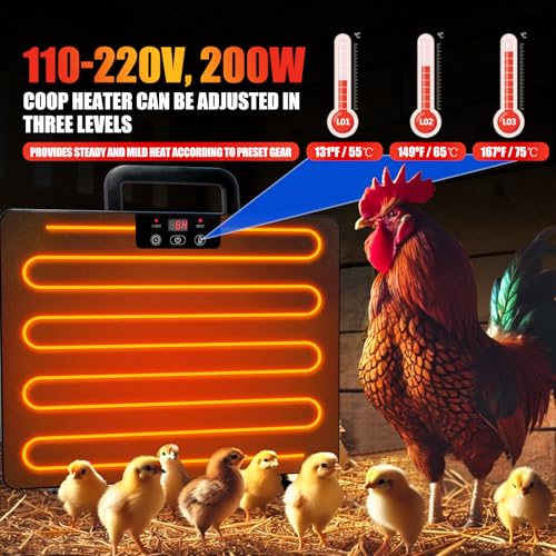 Chicken Coop Heater Radiant Heat Panel,Heat Warmer for Chicken Coop,Chicken Heater with Control Timing Function & Adjustable Temp for Chicken Kitten Pet Animal