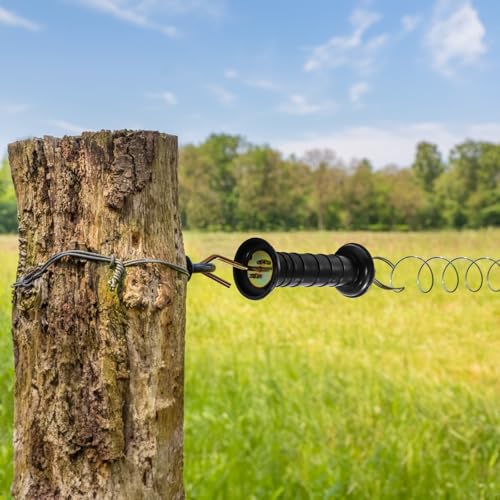 Hiceeden 10 Pcs Electric Fence Gate Handle, Heavy Duty Electric Fence Insulators, Insulated Plastic Handle, Black