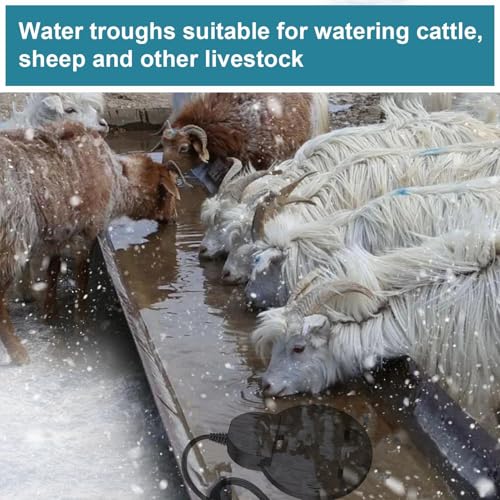 1000W Deicer, Aluminum Casing – Ideal for Livestock, Poultry, Horses, Cows, and Wild Animals, Ensuring Winter Drinking Access Outdoors. A Dependable Water Trough/Tank Heater for Livestock.