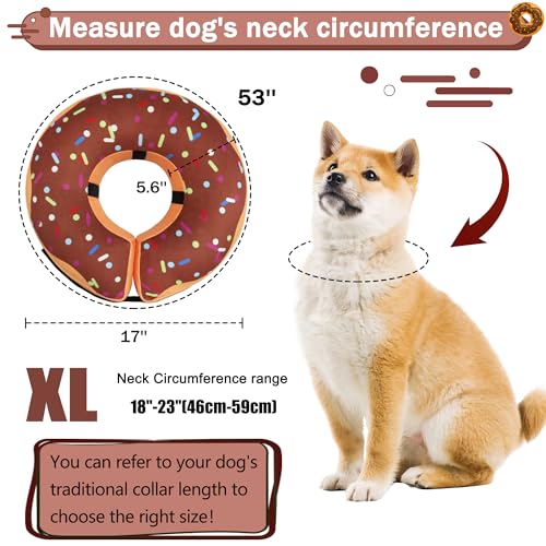 Recovery Donut Collar for Dogs & Cat,Inflatable Dog Cone Collar Alternative After Surgery,Soft Dog Cone for Large Medium Small Pet, Adjustable Pet Neck Donut(Brown,X-Large) - color: Brown, size: XL（neck 18"-23"）