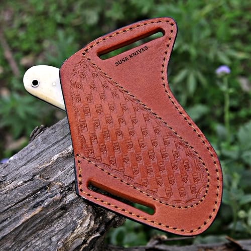 Custom Handmade 7'' fixed blade hoof rasp knife Cow boy knife Bull cutter Cowboy knives with Turquoise Handle pancake leather sheath (BONE) - color: BONE