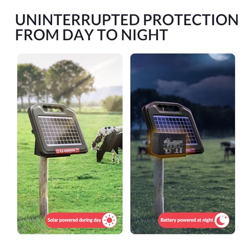 S700 35 Miles Solar Fence Charger, 0.76 Joule Solar Electric Fence Charger for Livestock, Horses, Cattle Sheep, Solar Powered Electric Fence with Dual Input, Easy Installation