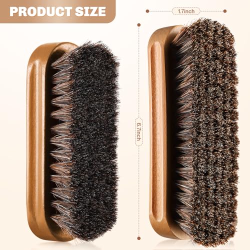 2 Pcs Horsehair Shine Shoes Brush Kit Polish Dauber Applicators Cleaning Leather Shoes Boots Care Brushes Suede Cleaner Brush(Wooden Concaved Brush) - style: Wooden Concaved Brush