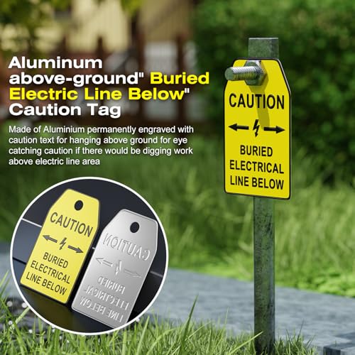 1000 Feet Caution Buried Electric Line Below Red/Black Print Safety Tape with Above-Ground Caution Tag, 2 Inch x Foot 5 Mil, Detectable 2-Inch - style: Caution Buried Electric Line Below