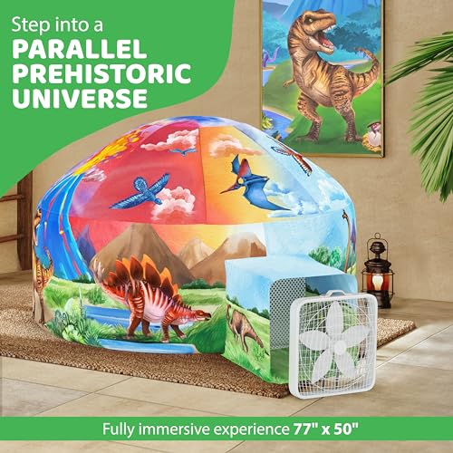 W&O Dinosaur Inflatable Fort with LED Lights - Fan Not Included | Dino Aerodome with LED Lights, Fan-Powered Design, Easy Entry/Exit & Dinosaur Adventure Play. Great Gift, Ages 3-12 - color: Dino Aerodome