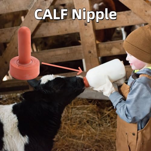 HEEPDD 5Pcs Farm Animal Feeding Bottle Nipple,4.2in Length Rubber Snap On | Small Animal Milk Drink Pacifier Calf Nipple Livestock Feeding Nursing Watering Supplies,Diameter 2.4in