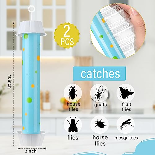 Qualirey 12 Pcs Sticky Fly Trap Fly Stick with Hanging Hook Adhesive Flying for Indoor Outdoor Trap Houseflies and Flying Insects Mosquito Bee Moth (Blue Polka Dots) - style: Blue Polka Dots