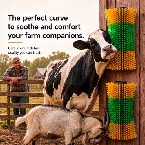 Bionic Curve Livestock Scratching Brush for Cattle, Cows, Goats, Horses and Pigs - Body-Contoured Farm Animal Scratcher Post, Heavy Duty Livestock Grooming Brush with 4 Screws, 1 Pack - color: 1pcs
