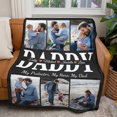 inkArts Fathers Day Personalized Gifts for Dad from Daughter Son Gifts for Dad Custom Blankets with Photo, Personalized Photo Blankets Customized Blanket with Picture - color: 6 Photo-4
