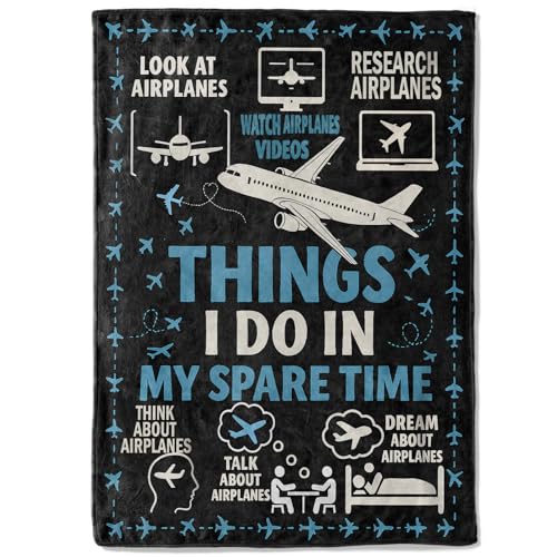 Funny Airplane Fleece Blanket,40x50in,Aviation Plane Video Dream Pilot Throw Blankets,Soft Cozy Lightweight, Ideal for Bed Living Room Home Cool Decor,Men Gifts - color: Airplane, size: 40x50 Inch