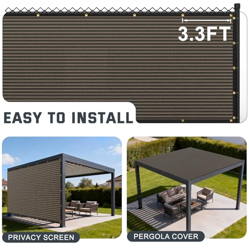 90% Sun Shade Cloth, Kesfitt 6x8FT Garden Shade Cover with Reinforced Grommets, Mesh Tarp Sun Privacy Screen for Greenhouse, Plant, Pergola, and Backyard Patio Sunshade - size: 6ftx8ft, style: Brown 90% Shading Rate