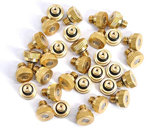 50Pcs Brass Mister Nozzles, 0.012" Misting Tips for Outdoor Cooling | 0.3mm Orifice, 10/24 UNC Thread, Replacement Heads for Patio Misting System, High Pressure Water Mister Parts