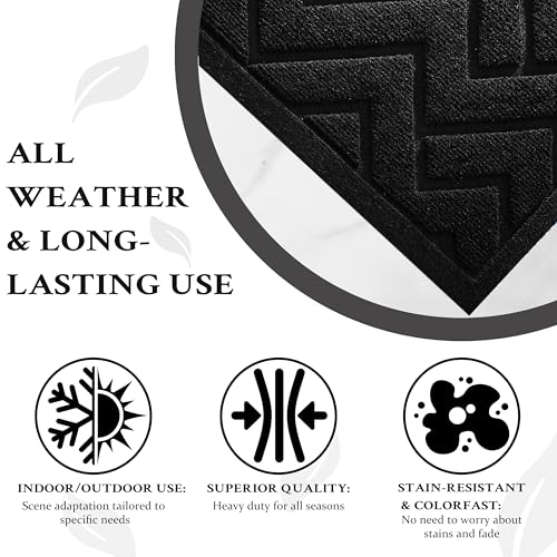 Black Geometry Outdoor Indoor Entrance Doormats, Absorbent Durable Heavy Duty Welcome Front Door Mat,Thick Natural Rubber Back,Easy Clean Entryway Mat 17x30 Inch, Low Profile - color: Black, size: 1'5" x 2'6" (Rectangular)