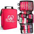 First Aid Kit with Rapid-Response Labeled Compartments, Compact Waterproof Emergency Kit with Molle Straps for Car, Camping, Home, Hiking, Travel