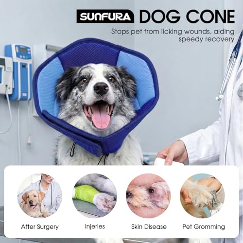 Dog Cones for Large Dogs, Soft Pet Cone Stop Licking After Surgery, Adjustable Pet E-Collar Alternative for Wound Healing, Dark Blue X-Large - color: Dark Blue, size: X-Large