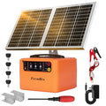30 Miles Solar Electric Fence Charger, 0.3-1.5J for Livestock Farm | 6-12KV Adjustable Pulse Output,Portable Rechargeable 15W Solar Panel,Solar/AC Power, Waterproof 24/7 Uninterrupted Protection - color: Orange
