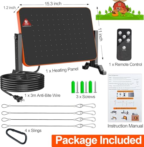 Chicken Coop Heater,200 Watts Chicks Brooder Heater with Overheating Protection,Radiant Heat Panel with Remote Control Timer & Adjustable Temp,Large Poultry Brooder for 25 Chicken,UL-Compliant