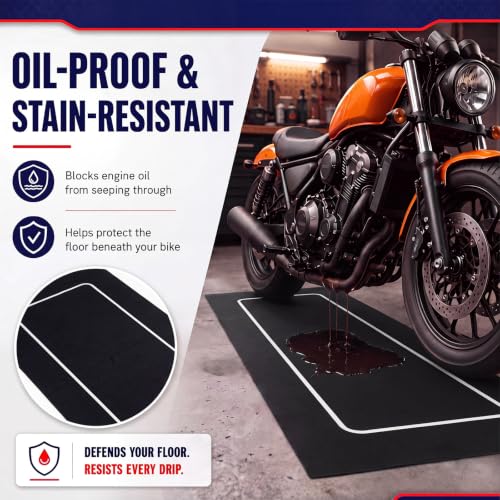 Drydiet Motorcycle Mat Garage Floor Rug Washable Parking Mats for Garage Floors Non Slip Oil Absorbent Pad Rubber Backing Layer Protects Floor(Basic Style,78 x 31 Inch) - size: 78 X 31 Inch, style: Basic Style