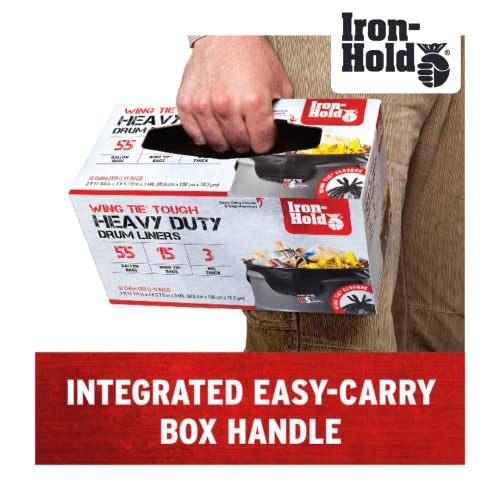 Contractor Trash Bags - 45 Gallon, 18 Bags, Wing Tie Closure, 3 MIL Thick, Gusseted Bottom, Black - Heavy Duty Industrial Strength Garbage Bags - size: 1 Count (Pack of 18)