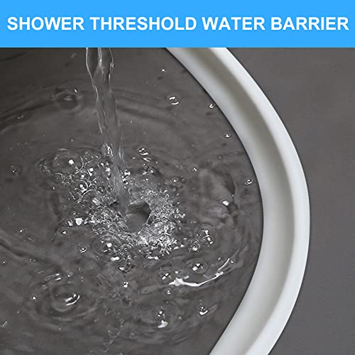 Duzzy 39 Inch Collapsible Shower Water Dam Shower Stopper Barrier and Retention System and Keeps Water Inside Threshold Dry and Wet Separation Suitable for Bathroom and Kitchen - color: White, style: 39 Inch