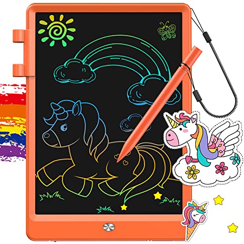 FLUESTON LCD Writing Tablet, Doodle Board Toys Gifts for 3-8 Year Old Girls Boys, 10 Inch Colorful Electronic Board Drawing Pad for Kids, Christmas Birthday Gifts for Toddler Learning Travel - color: Lively Orange, size: 11"W x 7.5"H