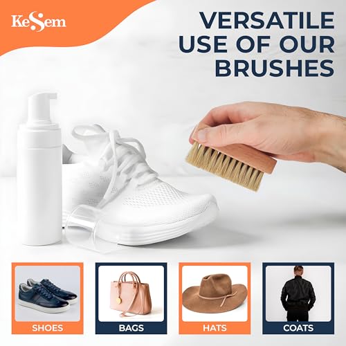 3 Small Shoe Cleaning Brush Set, Boots Sneaker Shoes Cleaner with Nylon, Boar and Horsehair Bristles, Suede Brush Polish Cleaning Brush for Leather, Canvas, Textile, Bags and More