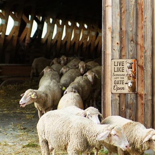Sheep Sign Decor - Keep Gate Closed Sheeps Metal Signs, Gifts For Sheep Lovers Aluminum Rust Free 9" X 11", Pre-Drilled Holes, Weather