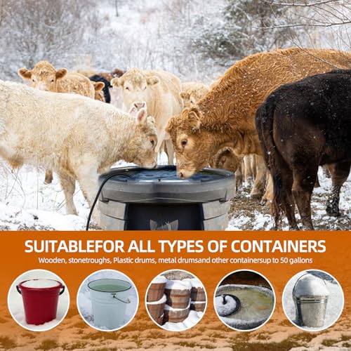 1000W Utility De-Icer, Chicken Water Heater, Submergible Cast Aluminum Thermostatic Control Bird Bath Heater De-icer, for Livestock Poultry Birds, Cows, Horses, Animals Drink Water (Black)