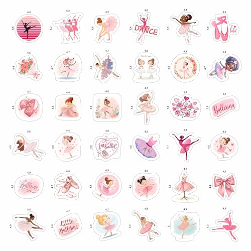 100Pcs Ballerina Stickers, Ballet Stickers - Ballerina Party Supplies -Cute Ballet Decals - Gift for Women & Men - color: Ballerina Stickers