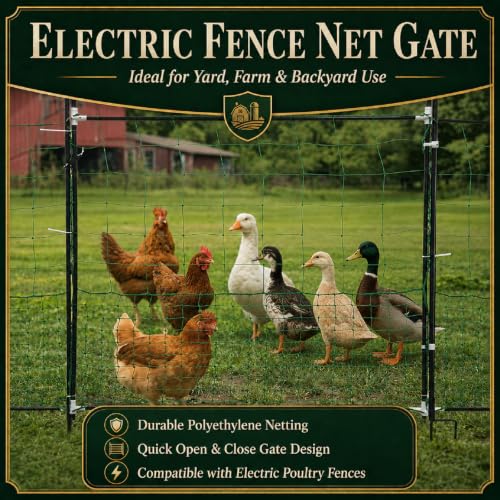 Leinuosen Electric Poultry Netting Gate, 50" H x 37" L Chicken Fence Gate | Portable Electric Poultry Nets Fence Kit for Chickens, Ducks, Turkeys, Sheep, Geese in Yard, Farms, Backyards, Garden - size: 50" X 37"