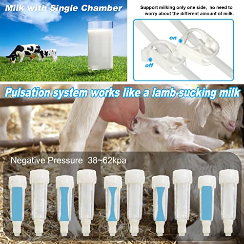 Electric Milking Machine for Goats 7L Portable Pulsation Vacuum Pump Milker with Stainless Steel Milk Bucket