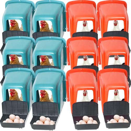 12 Pack Chicken Nesting Boxes with Roll Away Design | Roll Away Egg Collection; Perch Design Helps Reduce Egg Pecking; Easy Clean Design; Bulk Chicken Coop Accessories