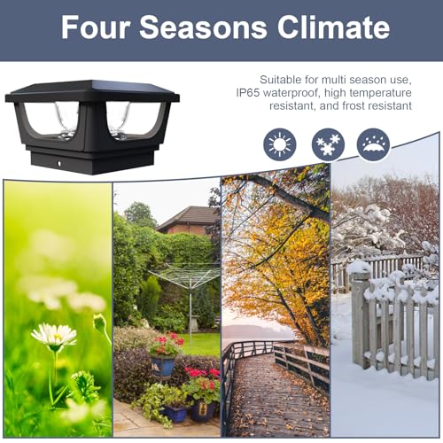 Sumaote 3x3 Solar Post Cap Lights, 120 Lumen 6500K Cool White, 2 Pack | Fence Post Solar Lights Fits 3x3 Metal & 4x4 Wood/Vinyl, IP65 Waterproof, Ideal For Garden, Yard, Porch, Deck Railing - size: 2 Pack