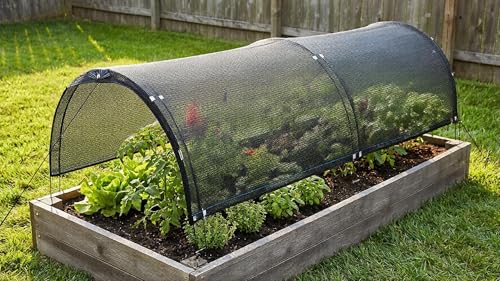 Garden Shade Kits, Shade Cloth with Hoops,78" L x 35" W x 27" H Row Covers | 80% UV Block Sun, Plant Cover for Raised Beds, Heat Protection Tunnel for Strawberry and Flowers