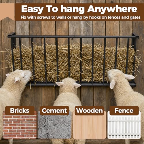 Lesolar Hay Feeder for Goats,40''Length/25 Gallon Hay Rack | Goat Hay Rack,Large Capacity Hay Rack for Goats,Wall Blanket Holder,Hay Holder