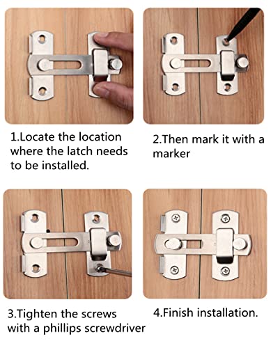 szhdxsy 5 Pcs Stainless Steel Gate Latches Flip Latch Safety Door Bolt Latch Lock,Barn Door Latches，White