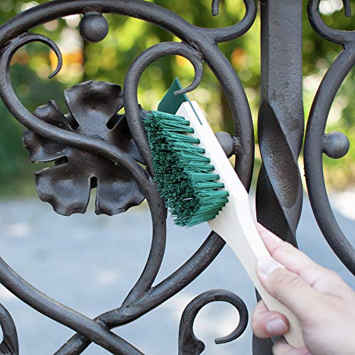 Heavy Duty Scrubbing Brush - Stiff Bristle Scraper, Wooden Handle, Universal Outdoor Cleaning Tool