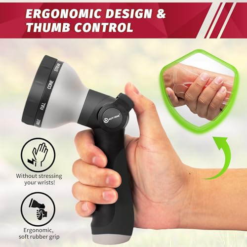 AUTOMAN Garden Hose Nozzle Sprayer - 10 Spray Patterns, 2 Pack Thumb Control Water Hose Nozzle Outdoor, Heavy Duty Spray Nozzles for Watering Garden, Cleaning Window, Washing Car, Showering Pets - color: Black